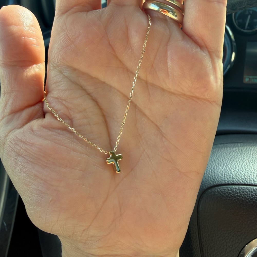 Waterproof Stainless Steel Cross Necklace Tiny Cross - Picture 1 of 8